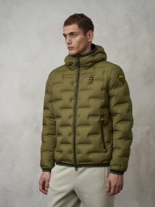 BLAUER – Piumino con Interno Camouflage Barry Verde Scuro