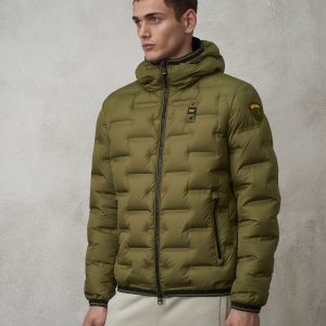 BLAUER – Piumino con Interno Camouflage Barry Verde Scuro
