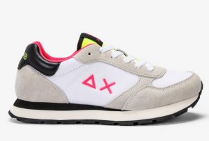 SUN 68 – Scarpe Girl’s Ally Solid Nylon (Teen) Bianco/Fuxia