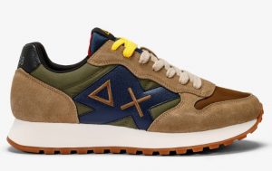 SUN 68 – Scarpe Uomo Jaki Bicolor Militare Scuro/Beige Scuro