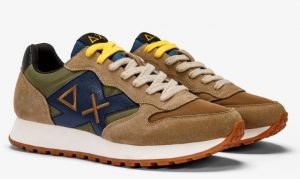 SUN 68 – Scarpe Uomo Jaki Bicolor Militare Scuro/Beige Scuro