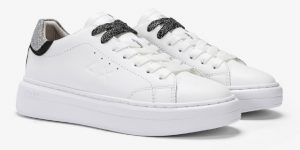 SUN 68 – Scarpe Donna Grace Leather Bianco/Argento