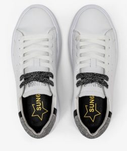SUN 68 – Scarpe Donna Grace Leather Bianco/Argento