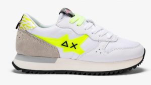 SUN 68 – Scarpe Donna Stargirl Transparent Patch Bianco/Giallo Fluo