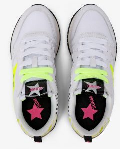 SUN 68 – Scarpe Donna Stargirl Transparent Patch Bianco/Giallo Fluo