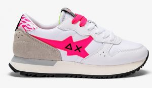SUN 68 – Scarpe Donna Stargirl Transparent Patch Bianco/Fuxia Fluo