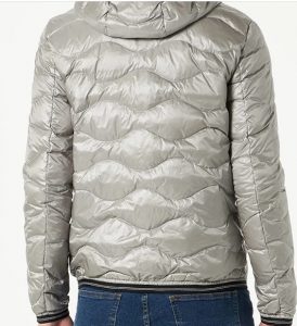 BLAUER – Piumino Corto Imbottito a Onde con Cappuccio Uomo Grigio