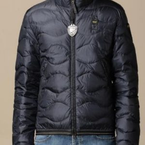 BLAUER – Piumino Corto Imbottito a Onde Uomo Blue