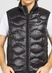 BLAUER – Gilet Imbottito a Onde Nero