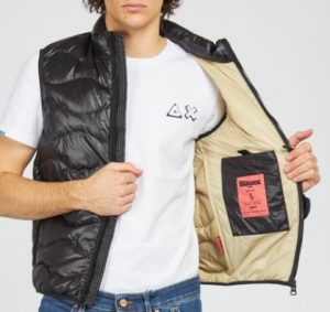 BLAUER – Gilet Imbottito a Onde Nero