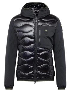 BLAUER – Piumino Ondina Uomo con Braccia e Cappuccio in Neoprene Nero