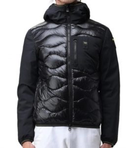BLAUER – Piumino Ondina Uomo con Braccia e Cappuccio in Neoprene Nero