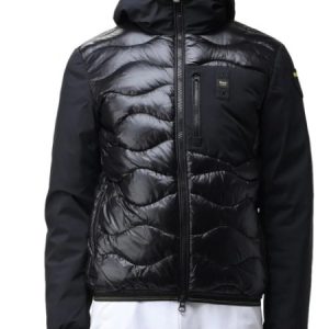BLAUER – Piumino Ondina Uomo con Braccia e Cappuccio in Neoprene Nero