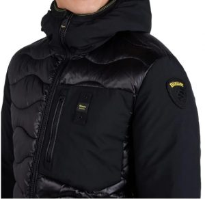 BLAUER – Piumino Ondina Uomo con Braccia e Cappuccio in Neoprene Nero
