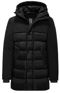 BOMBOOGIE – Parka Bimaterico Imbottito in Piuma Nero