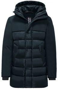 BOMBOOGIE – Parka Bimaterico Imbottito in Piuma Blue