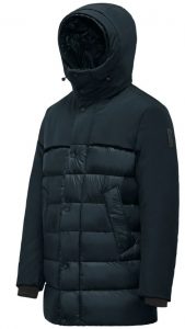 BOMBOOGIE – Parka Bimaterico Imbottito in Piuma Blue