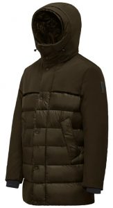 BOMBOOGIE – Parka Bimaterico Imbottito in Piuma Marrone Scuro
