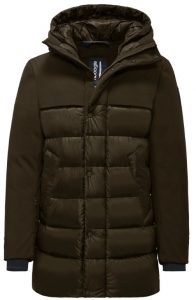 BOMBOOGIE – Parka Bimaterico Imbottito in Piuma Marrone Scuro
