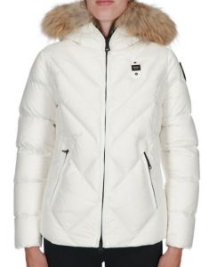 BLAUER – Piumino con Bordo in Pelliccia Removibile Alicia Bianco