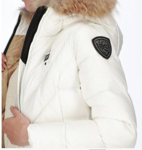 BLAUER – Piumino con Bordo in Pelliccia Removibile Alicia Bianco