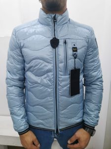 BLAUER – Piumino Corto Nylon Imbottito a Onde Uomo Celeste