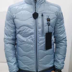 BLAUER – Piumino Corto Nylon Imbottito a Onde Uomo Celeste