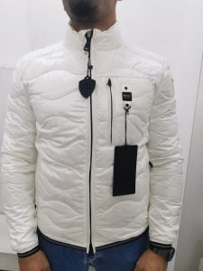 BLAUER – Piumino Corto Nylon Imbottito a Onde Uomo Bianco