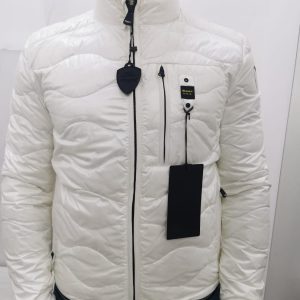 BLAUER – Piumino Corto Nylon Imbottito a Onde Uomo Bianco
