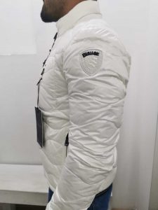 BLAUER – Piumino Corto Nylon Imbottito a Onde Uomo Bianco