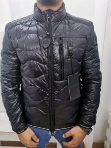 BLAUER – Piumino Corto Nylon Imbottito a Onde Uomo Nero