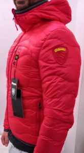 BLAUER – Piumino Corto Imbottito a Onde con Cappuccio Uomo Rosso