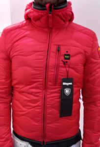 BLAUER – Piumino Corto Imbottito a Onde con Cappuccio Uomo Rosso