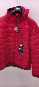 BLAUER – Piumino Corto Imbottito a Onde con Cappuccio Uomo Rosso Scuro