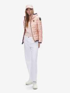 BLAUER – Piumino Monocromatico a Onde con Cappuccio Aria Rosa