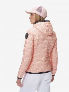 BLAUER – Piumino Monocromatico a Onde con Cappuccio Aria Rosa
