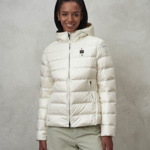 BLAUER – Piumino Donna Sfiancato con Cappuccio Charme Bianco