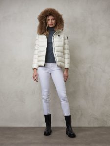 BLAUER – Piumino Donna con Cappuccio in Pelliccia Removibile Manila Bianco