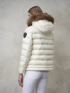 BLAUER – Piumino Donna con Cappuccio in Pelliccia Removibile Manila Bianco