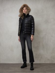 BLAUER – Piumino Donna con Cappuccio in Pelliccia Removibile Manila Nero