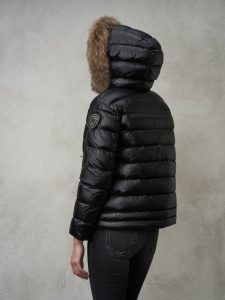 BLAUER – Piumino Donna con Cappuccio in Pelliccia Removibile Manila Nero