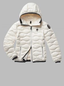 BLAUER – Piumino Donna a Onde Colori Moda Camelia Bianco