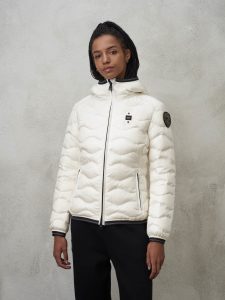 BLAUER – Piumino Donna a Onde Colori Moda Camelia Bianco