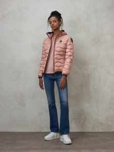 BLAUER – Piumino Donna a Onde Colori Moda Camelia Rosa Pallido