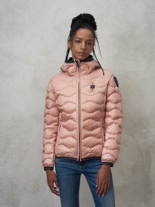 BLAUER – Piumino Donna a Onde Colori Moda Camelia Rosa Pallido