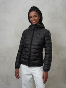 BLAUER – Piumino Donna a Onde Colori Moda Camelia Nero