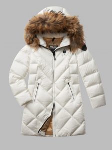 BLAUER – Piumino Donna Lungo Sfiancato Althea Bianco int. Biscotto