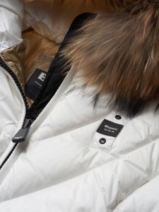 BLAUER – Piumino Donna Lungo Sfiancato Althea Bianco int. Biscotto
