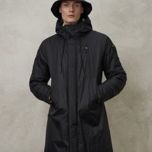 BLAUER – Piumino Lungo Uomo con Interno in Pelliccia Butler Nero