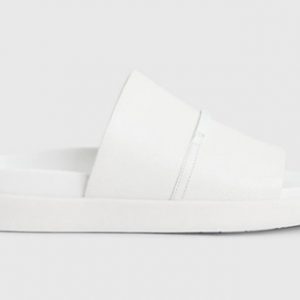CALVIN KLEIN – Sandali in Pelle Craquelé Bianchi